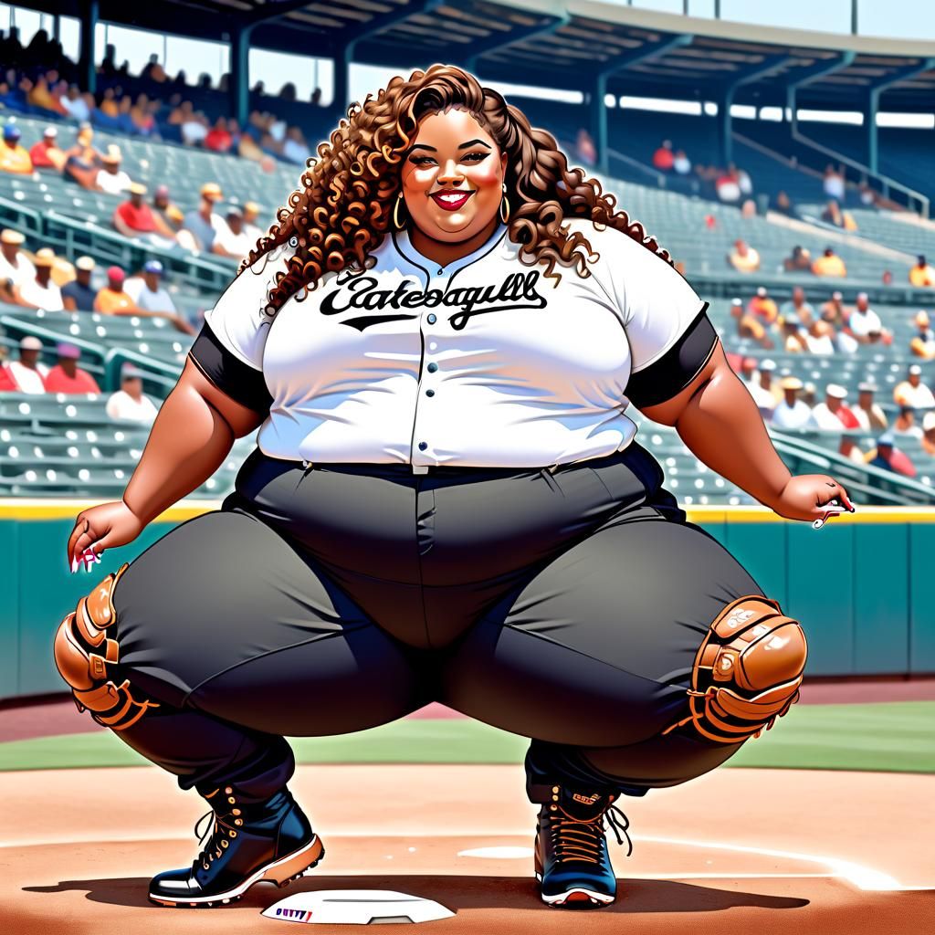 Curvy Woman at Baseball Stadium
