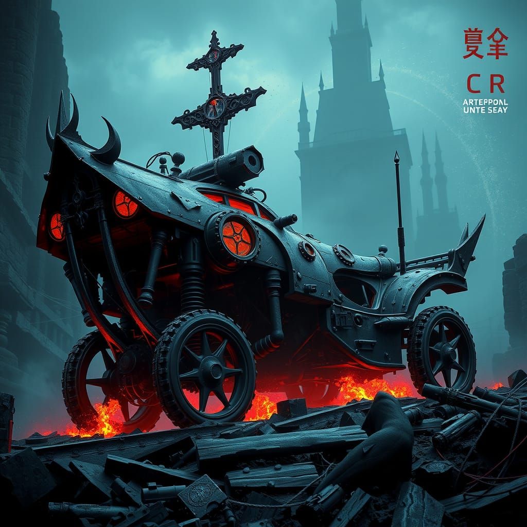 Gothic Vehicle in Destroyed World: Photorealistic Rendering