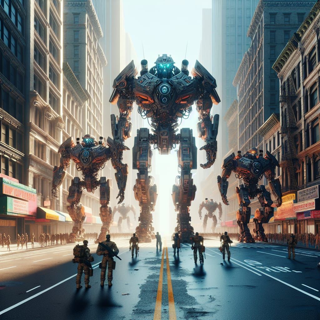 War Robots Invade New York: A Matte Painting