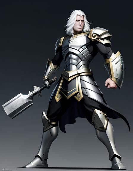 Anime Male Warrior with Hammer and Shield