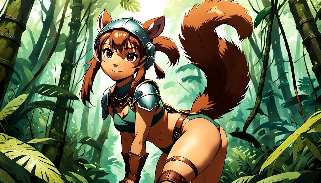 Amazon Rainforest Squirrel-Girl in Anime Style