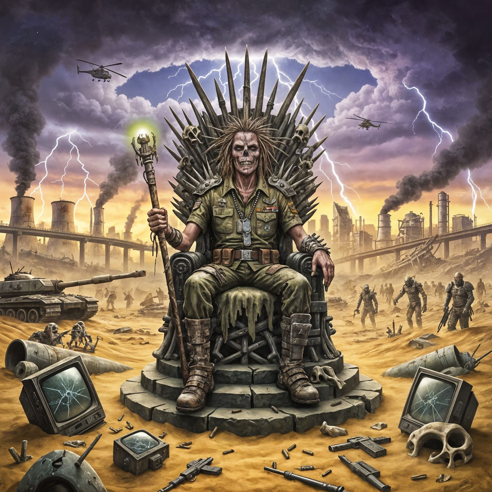 Post-Apocalyptic Tyrant in Radiation Storm Airbrush Art