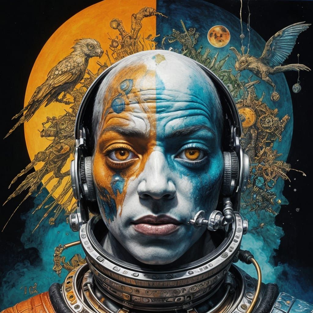 Glitch Art Portrait of an Astronaut in Cosmic Error