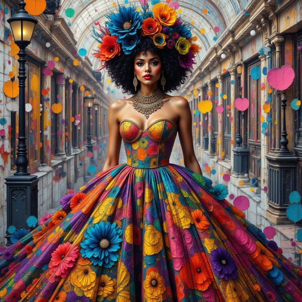 High Fashion Editorial Gown with Intricate Details