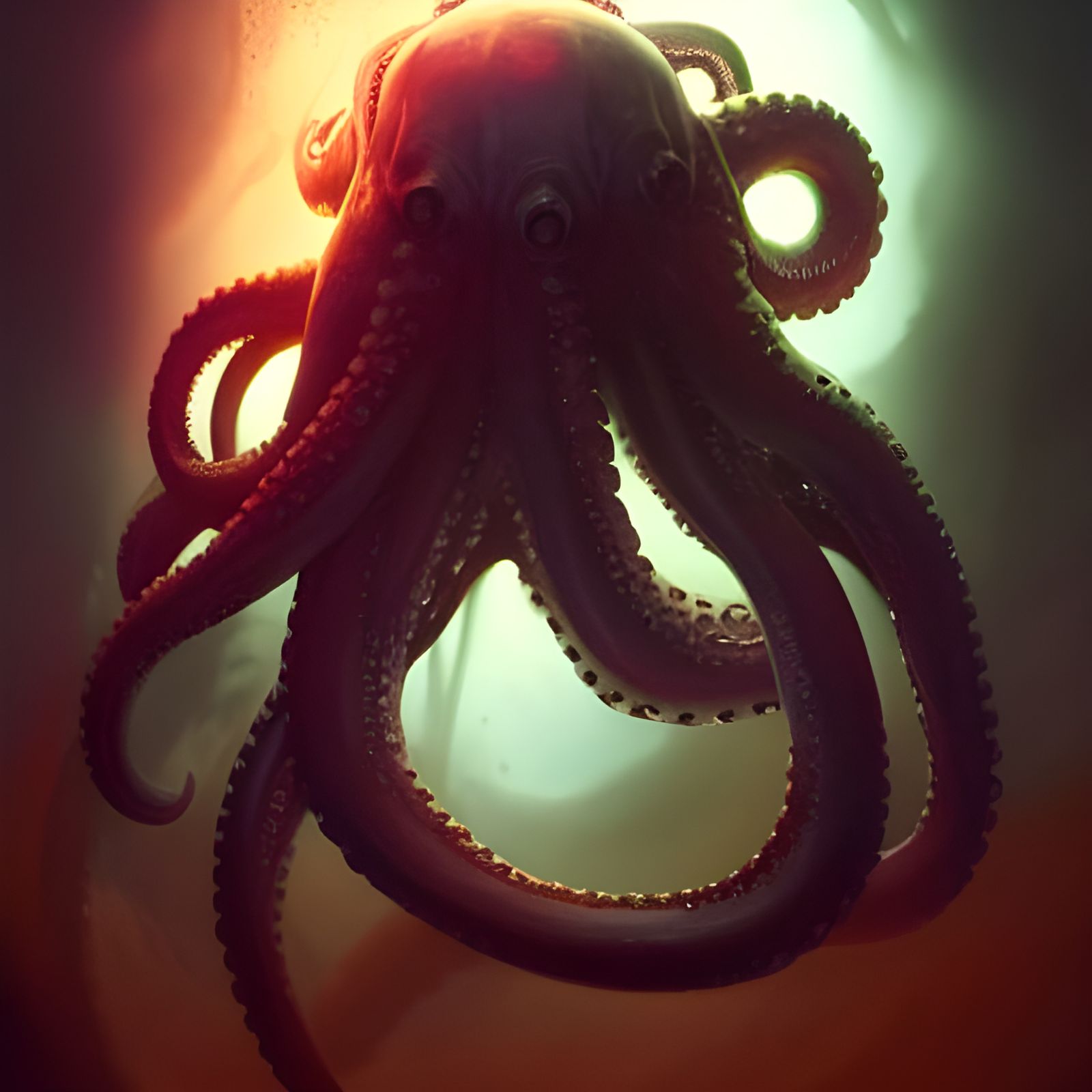 Octopus Monster with Fractal Halo, Dark Fantasy Art