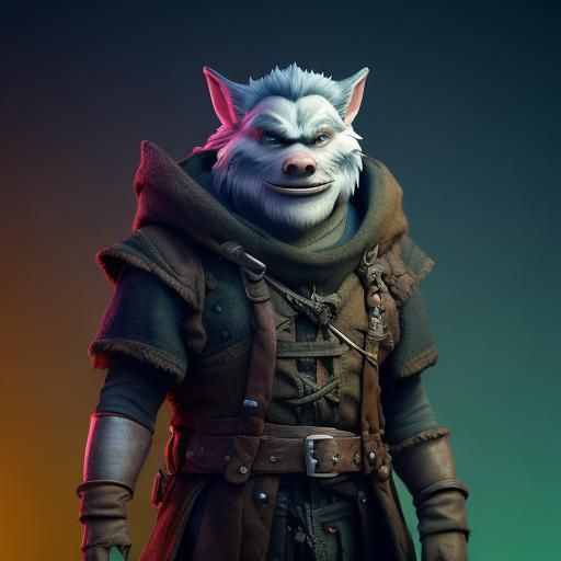 Gnome Artificer in Animal Hide, 3D Digital Art