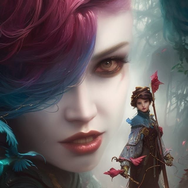 Dreamlike Jester Portrait in Watercolor Style