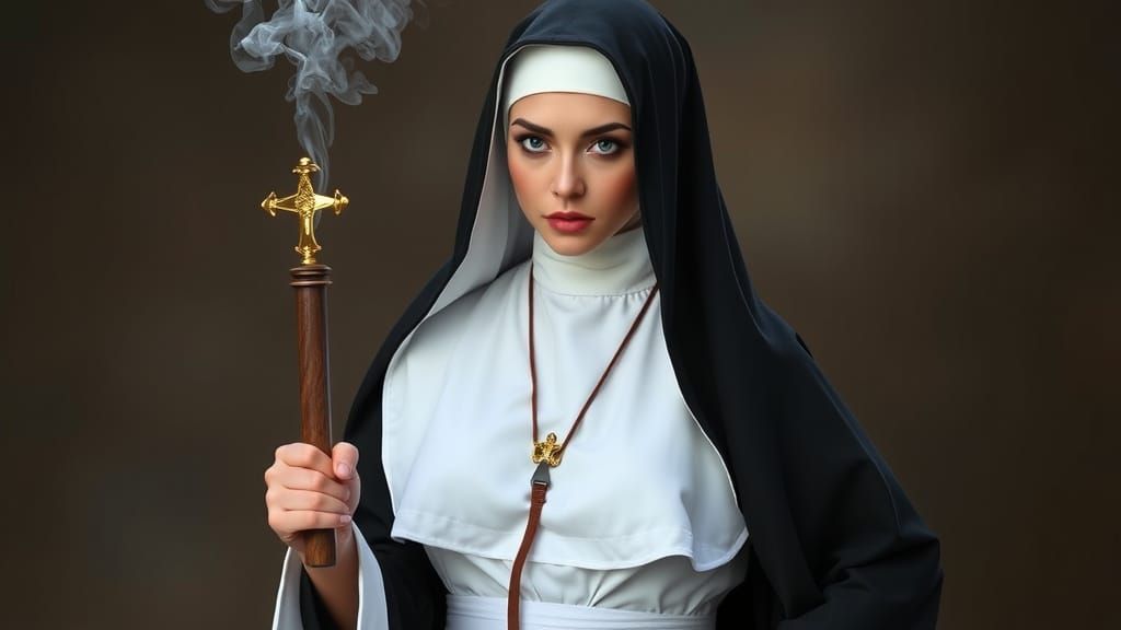 Provocative Nun: A Striking Full Body Image