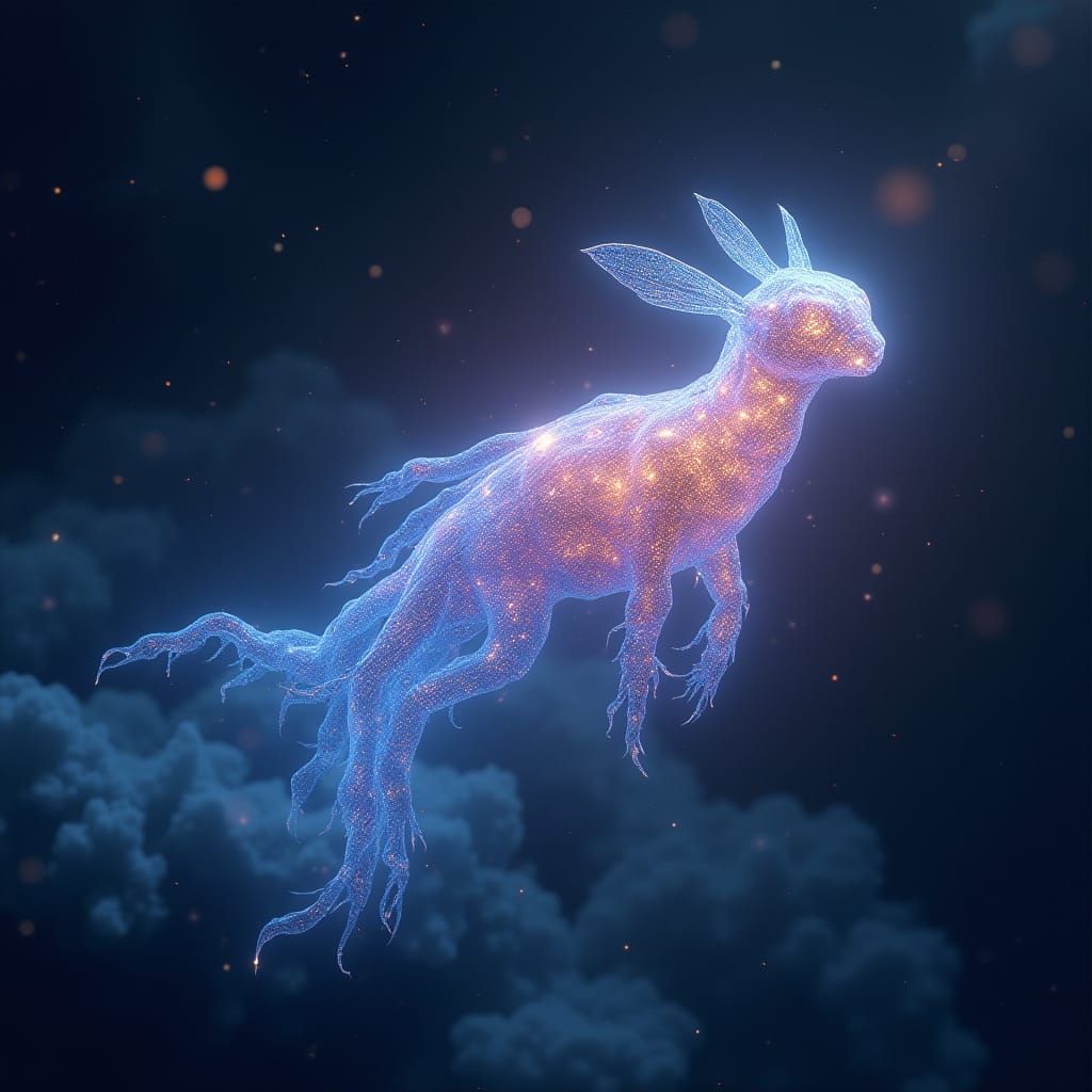 Ethereal Glowing Creature in Cosmic Space
