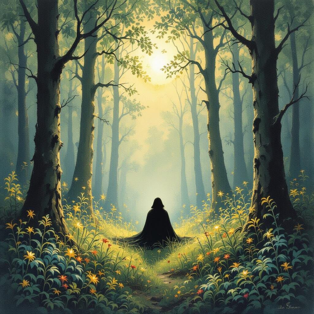 Creeper in Vibrant Forest Inspired by Romanticism