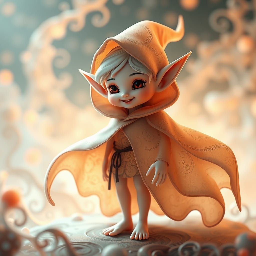 Ghostly Halloween Elf in Abstract Fractal World