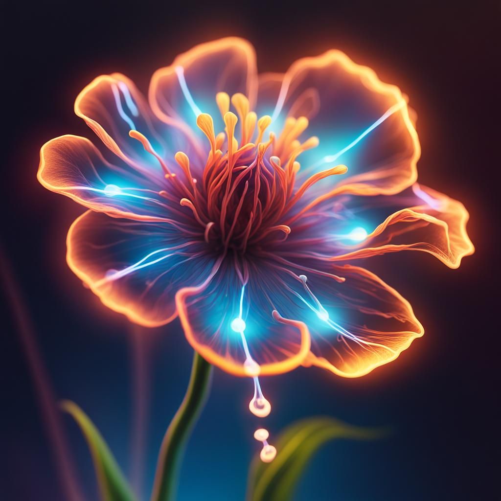 Glowing Electric Flower with Plasma Essence