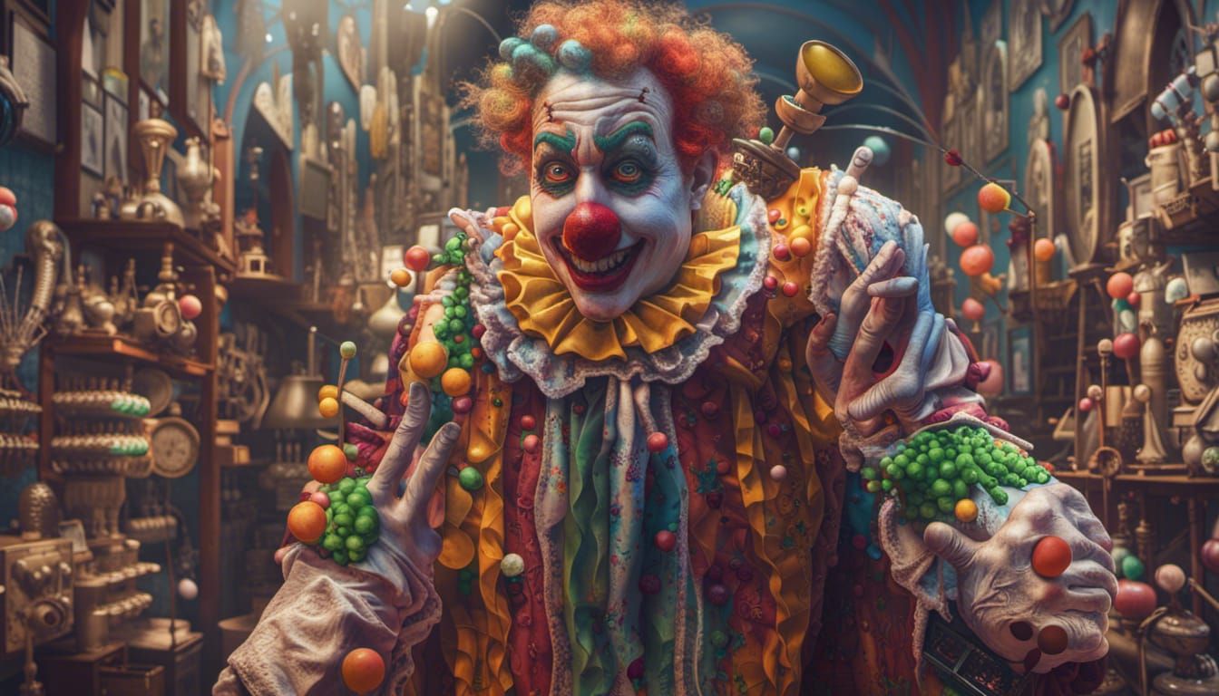 Wacky Clown Museum: 8K Gothic Photoillustration