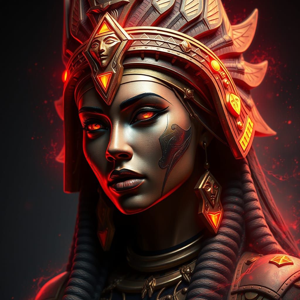 Ancient Egyptian Goddess in Vibrant Triadic Colors