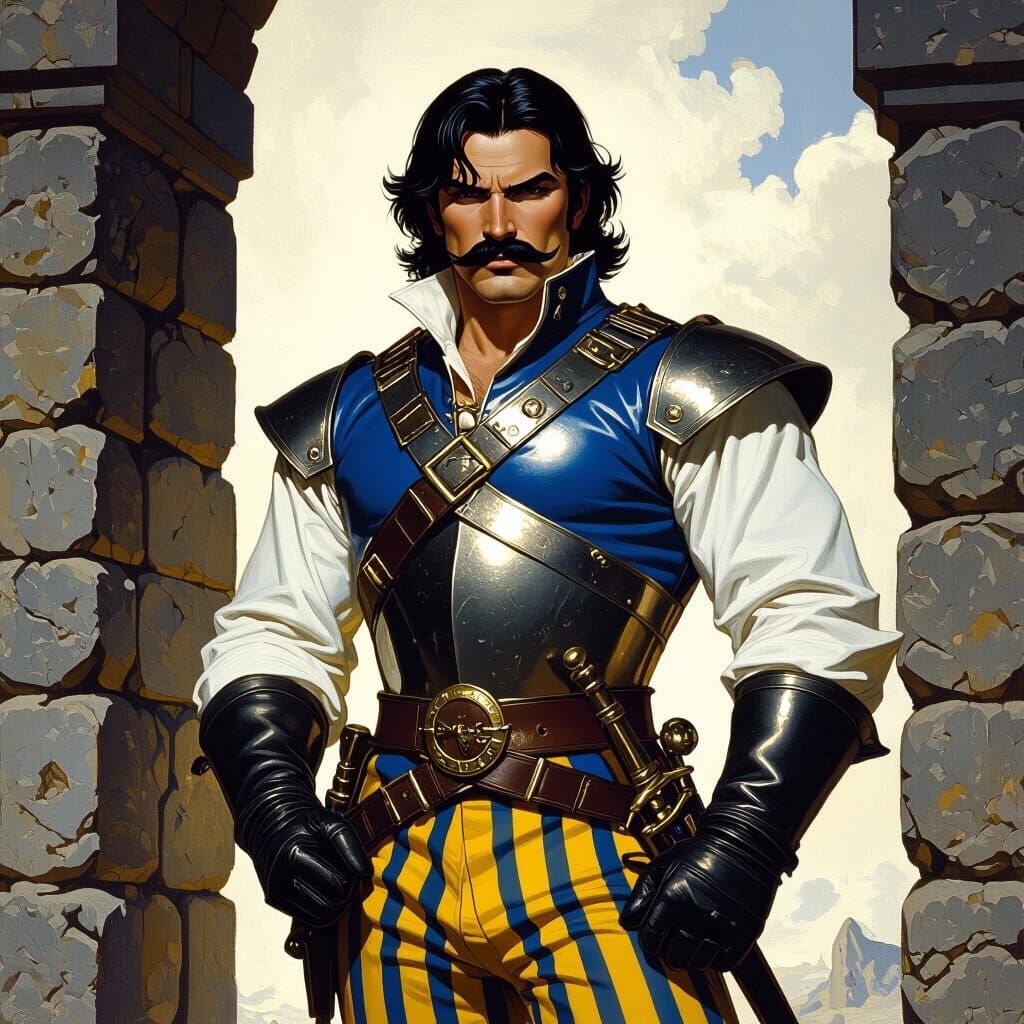 Fantasy Captain in Dramatic Lighting with Intricate Costume