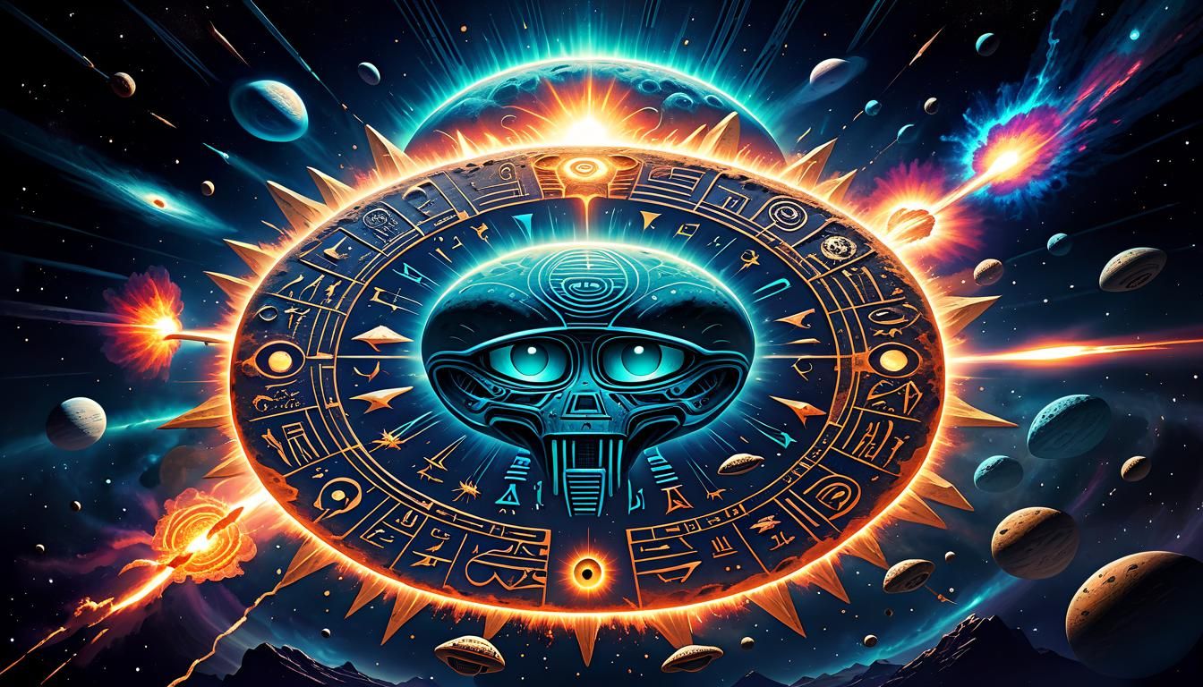Deadly Aliens in Cosmic Explosion with Hieroglyphs