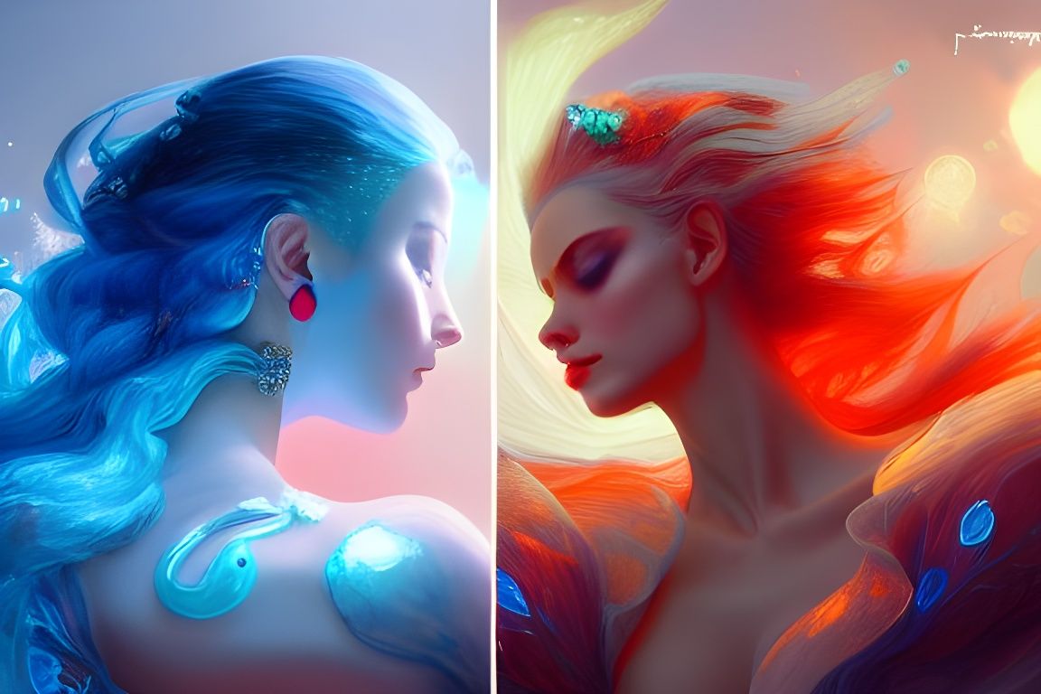 Fire and Ice Enemies in Mixed Media Style