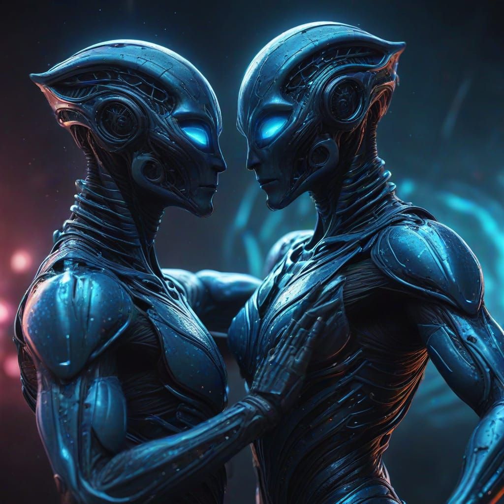 Alien Tango Dance in Vibrant Sci-Fi Art