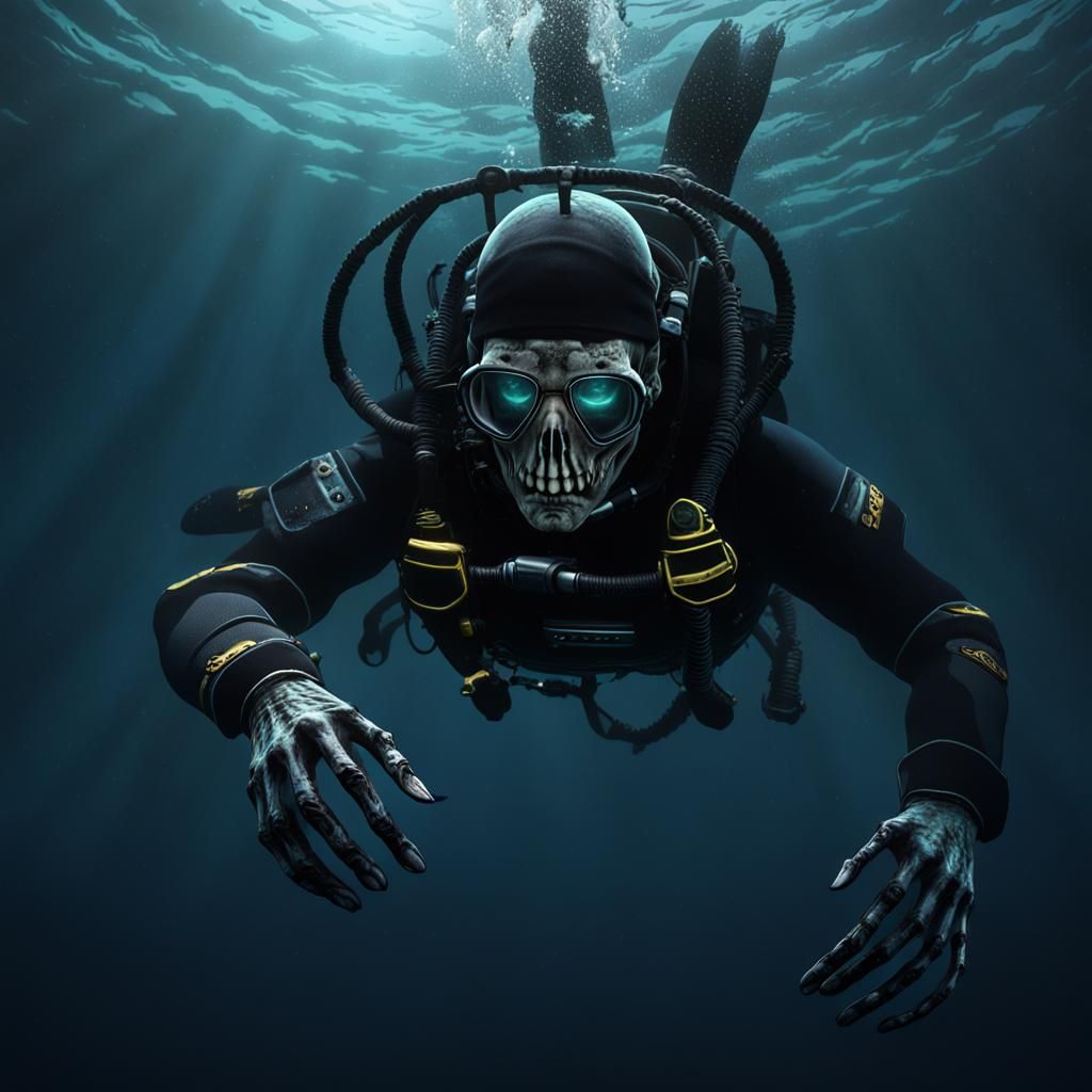 Undead Diver in a Black Ocean