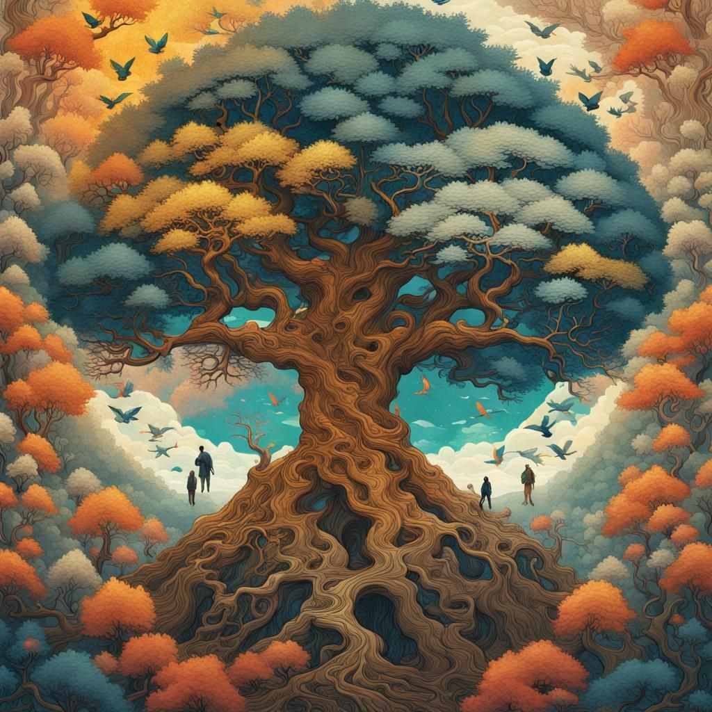 Tree of Life: Fantasy Illustration in Detailed Style