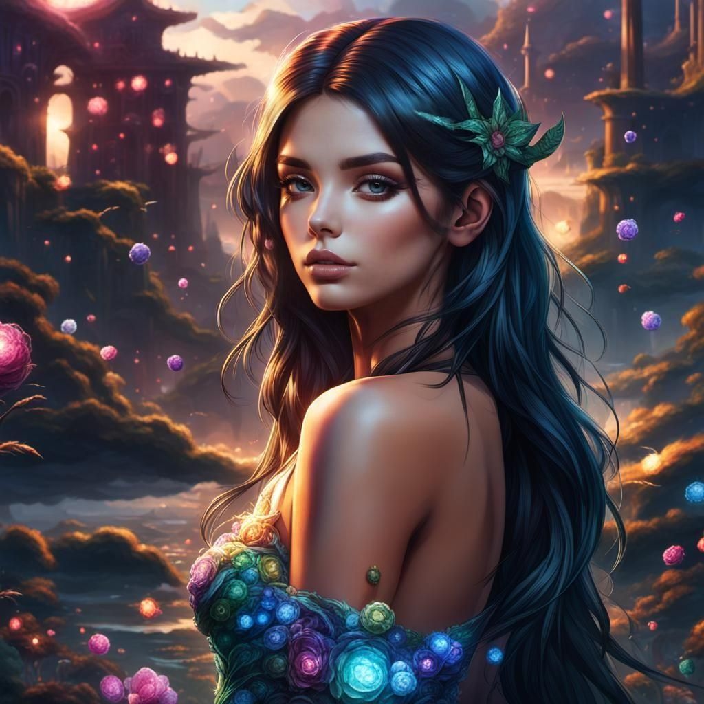 Girl in a Vibrant Surreal World