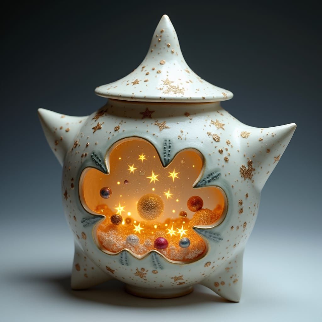 Celestial Star Jar in Surrealist Style