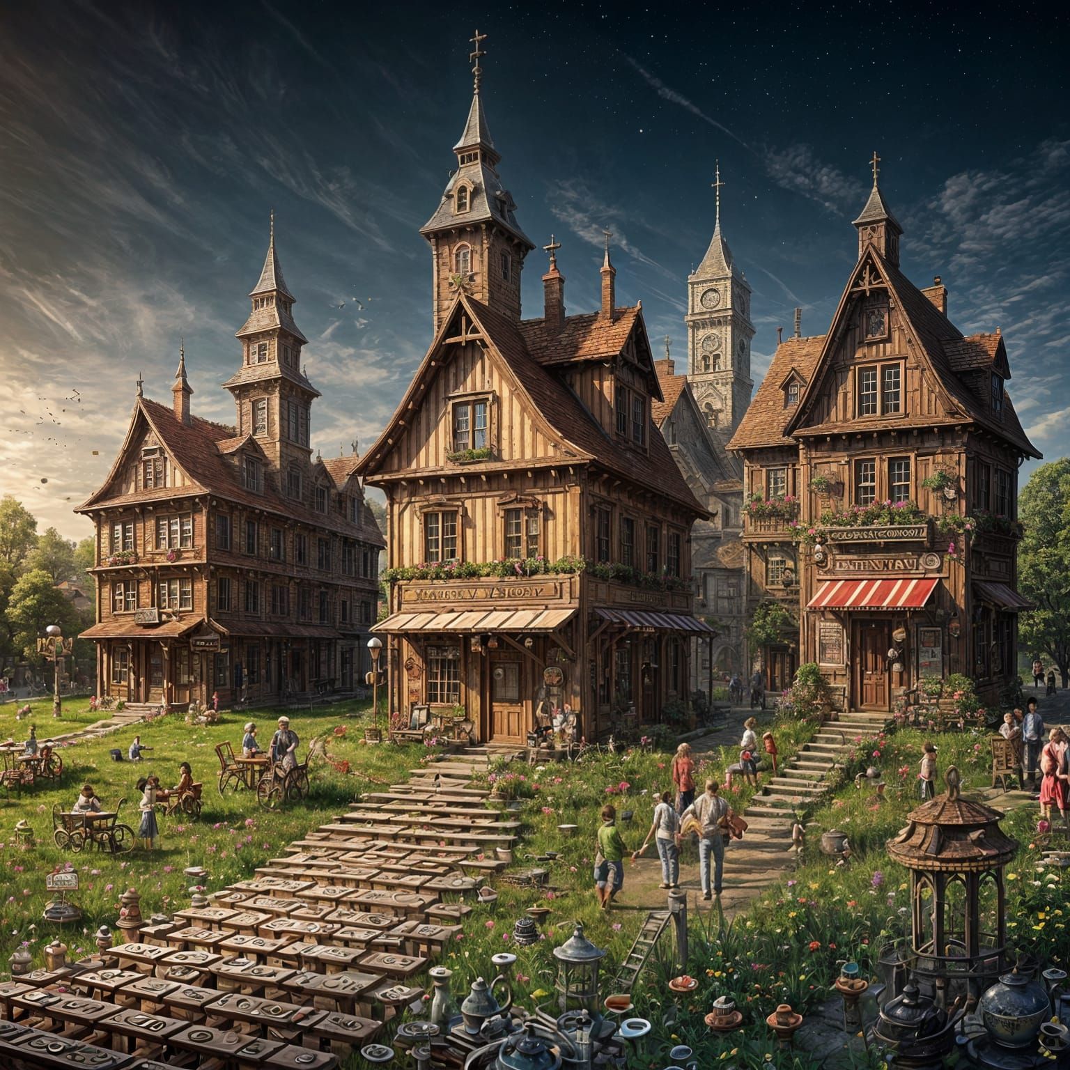 Miniature Town Made of Everyday Objects