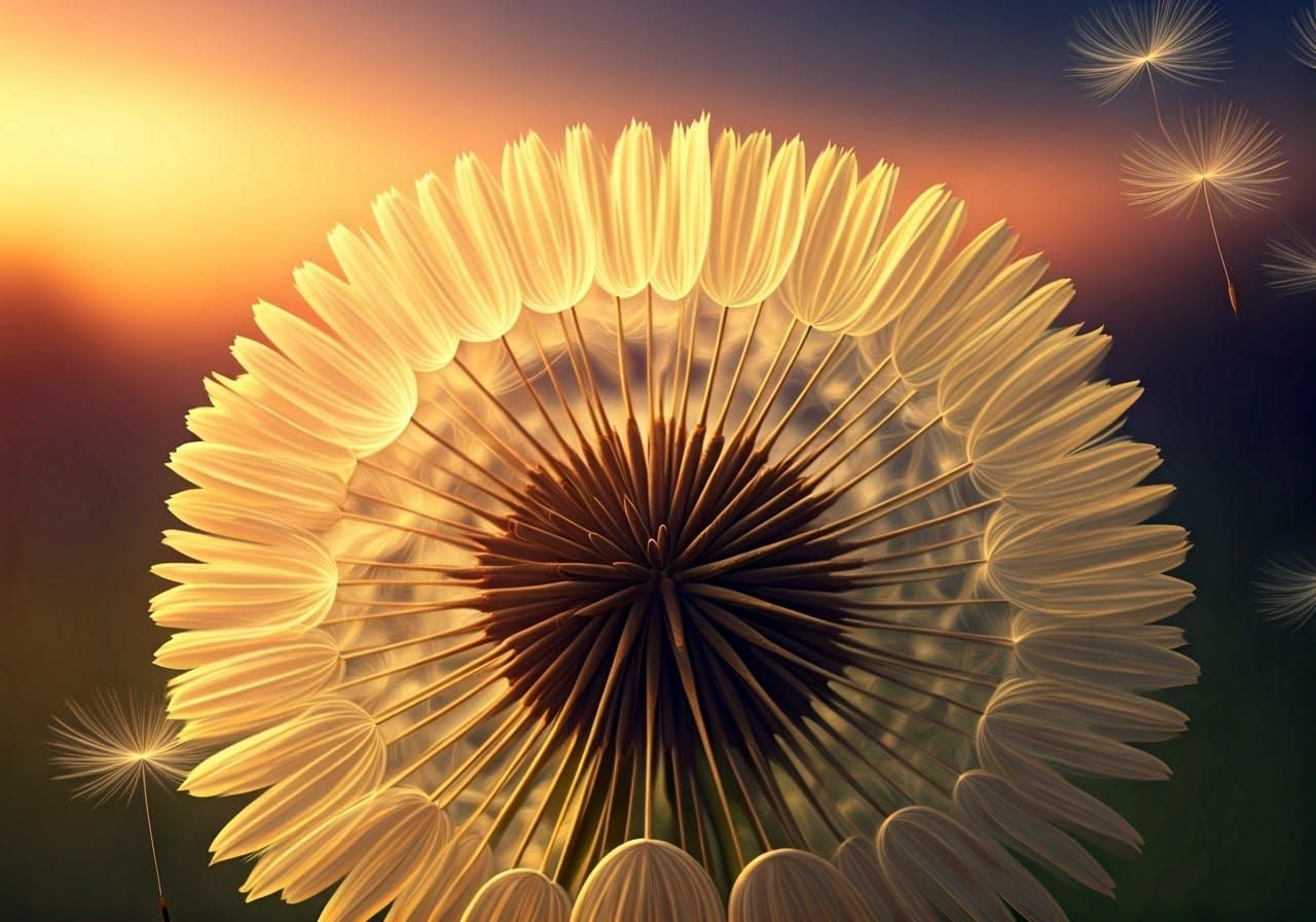 Vibrant Golden Dandelion in Sunset Glow