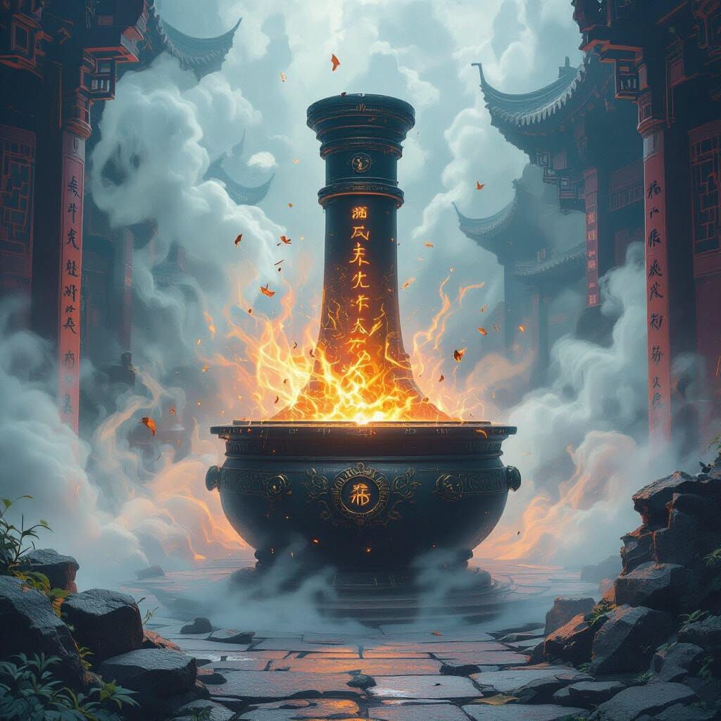 Mystical Runed Pill Furnace in Ethereal Mist