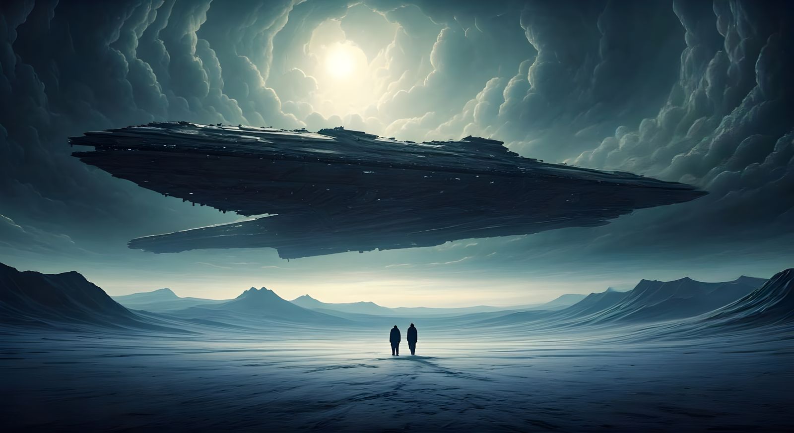 Epic Ominous Alien Spacecraft Looms Over Frosty Winter Lands...