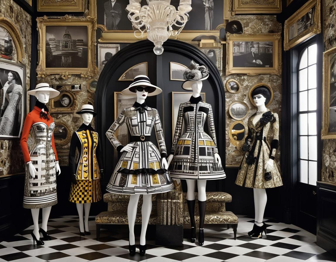 Architectural Couture Fashion House in Fornasetti Style