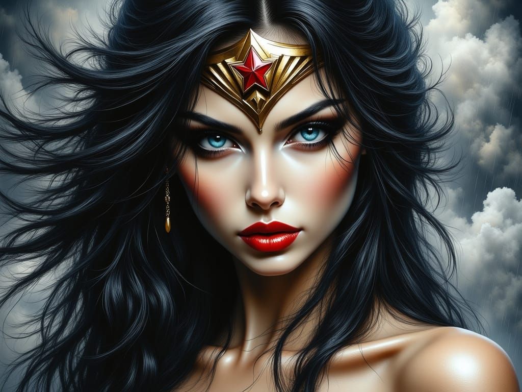 Wonder Woman in Retro-Futuristic Noir Style