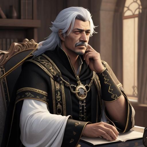 Medieval Sorcerer with Red Eyes: 3D Anime Art