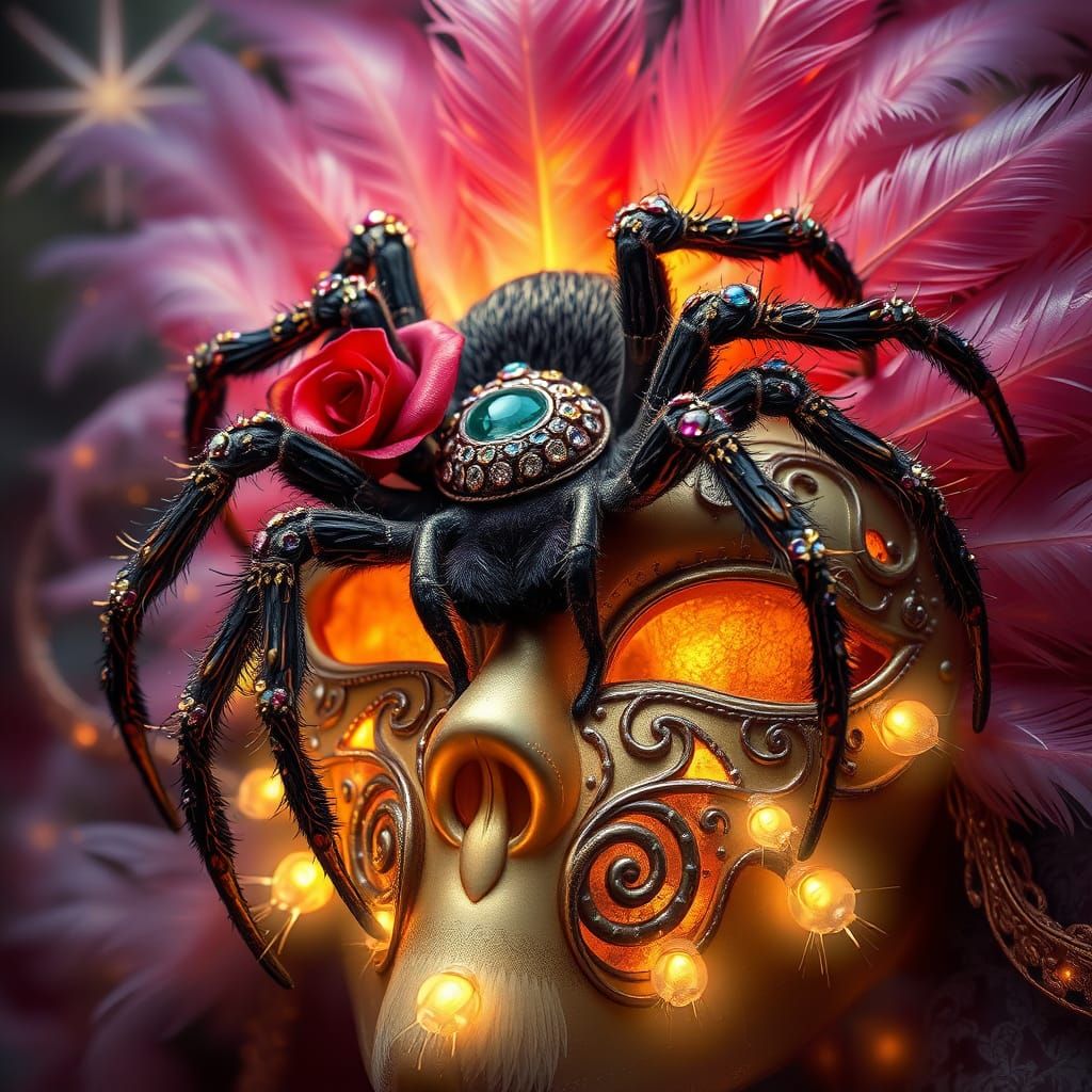Surreal Jewel Encrusted Rose Tarantula Ascends Ethereal Masq...