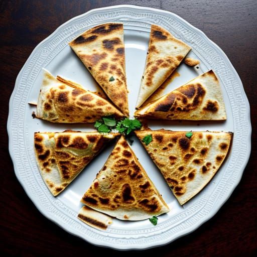 Hyperrealistic Plate of Quesadillas in Cinematic Mood