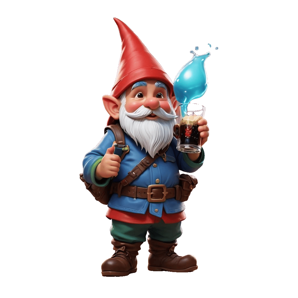 Cute Gnome Drinks for Courage: 3D Cartoon Art