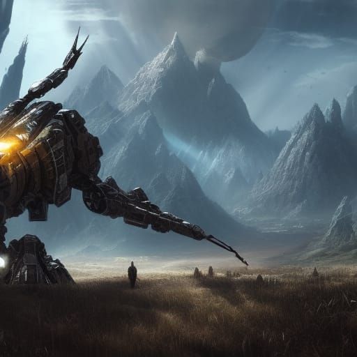 Epic Cinematic Fantasy Landscape in Sci-Fi Style