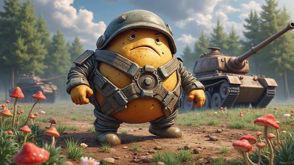 Evil Potato Warrior in Combat Gear