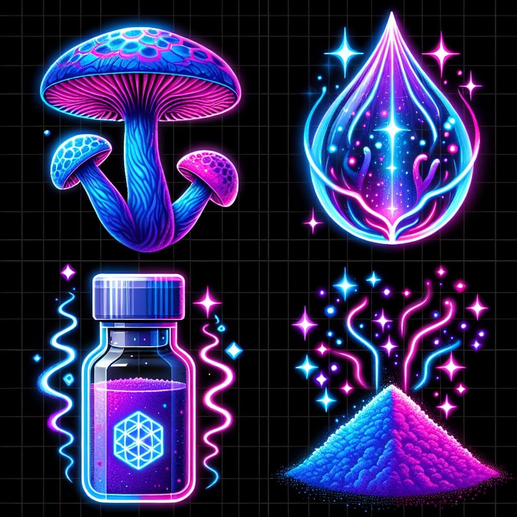 Cyberpunk Panther Cap Mushroom Product Icons