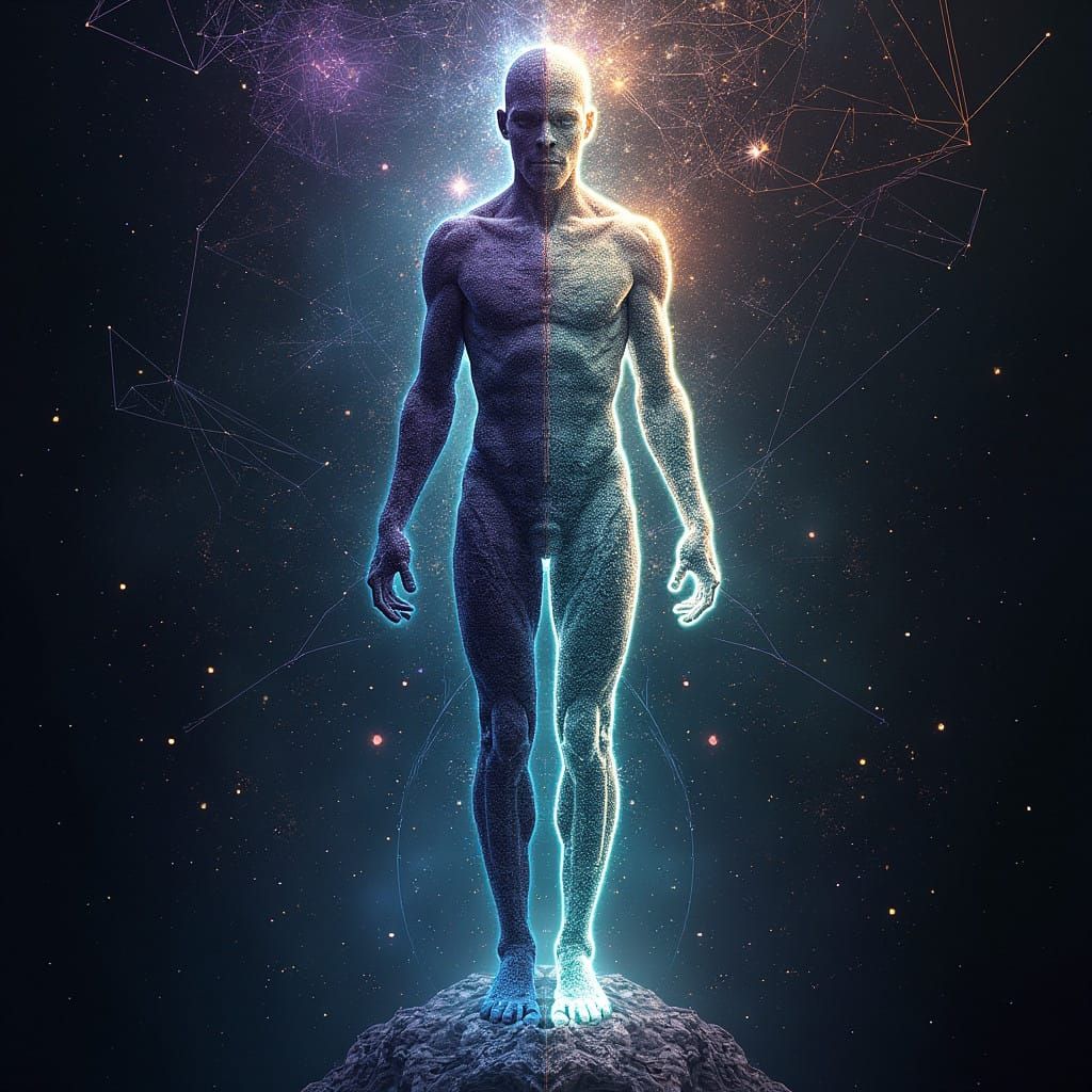 Digital Consciousness Transfer in Cyberpunk Aesthetic