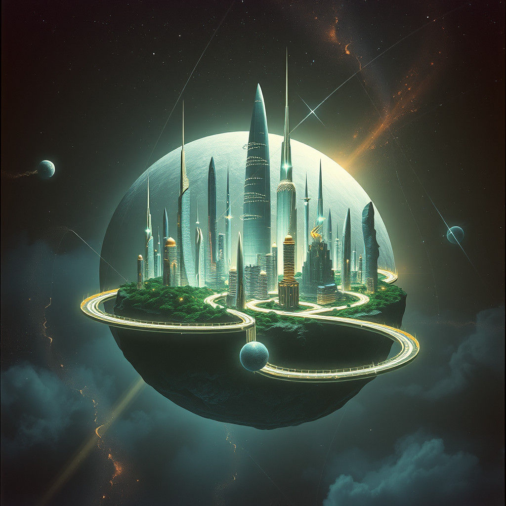 Cosmic City in Iridescent Asteroid Haven