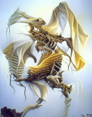 Dramatic Bone Dragon Digital Illustration