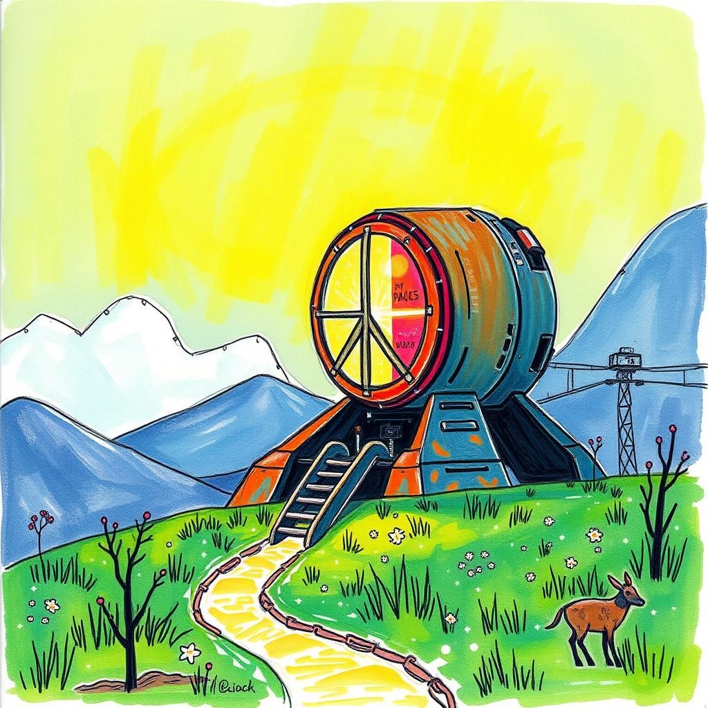 Playful Peace Light Illustration in Childlike Style