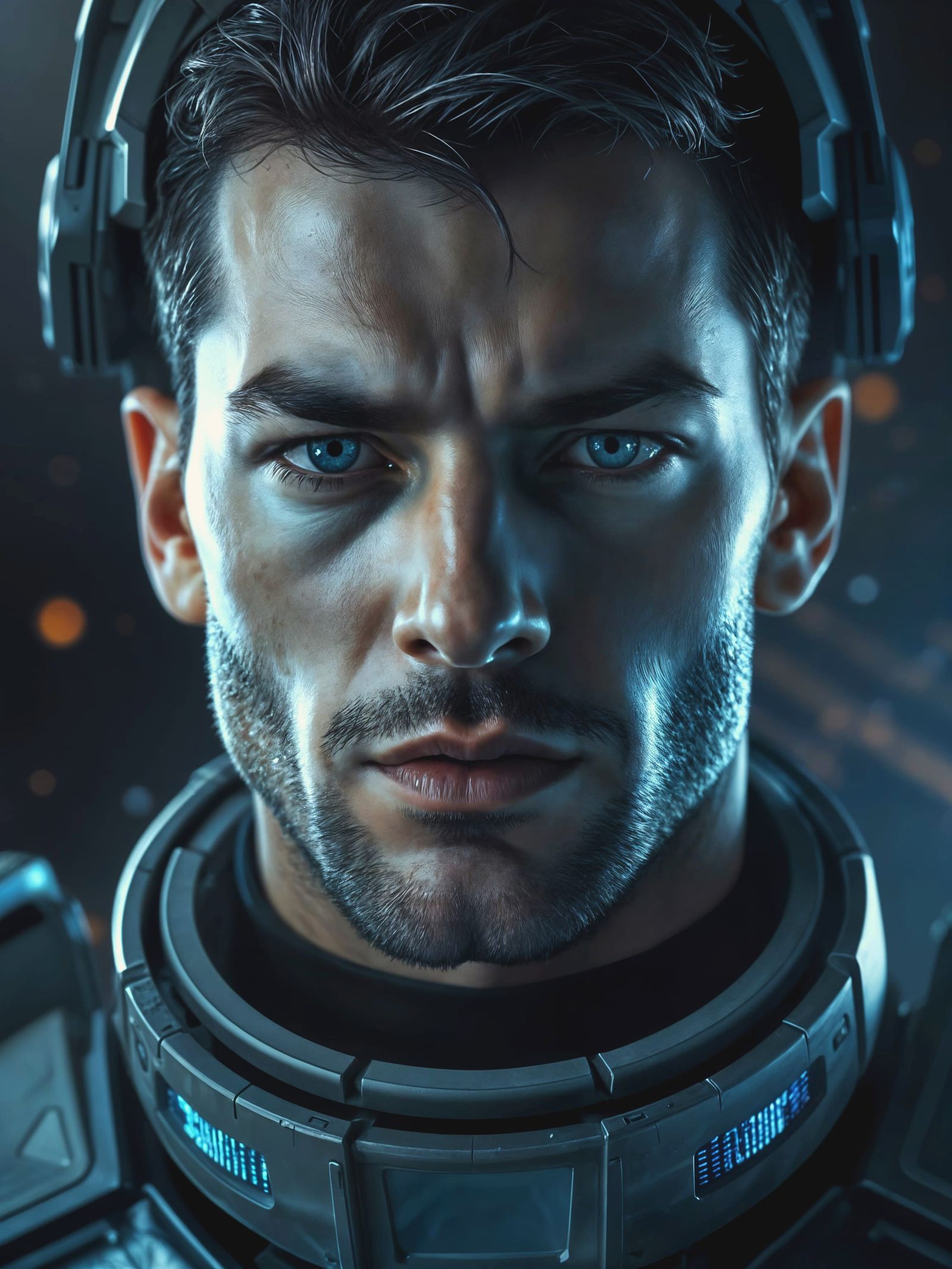 Cyberpunk Space Warrior Portrait in Cinematic Lighting