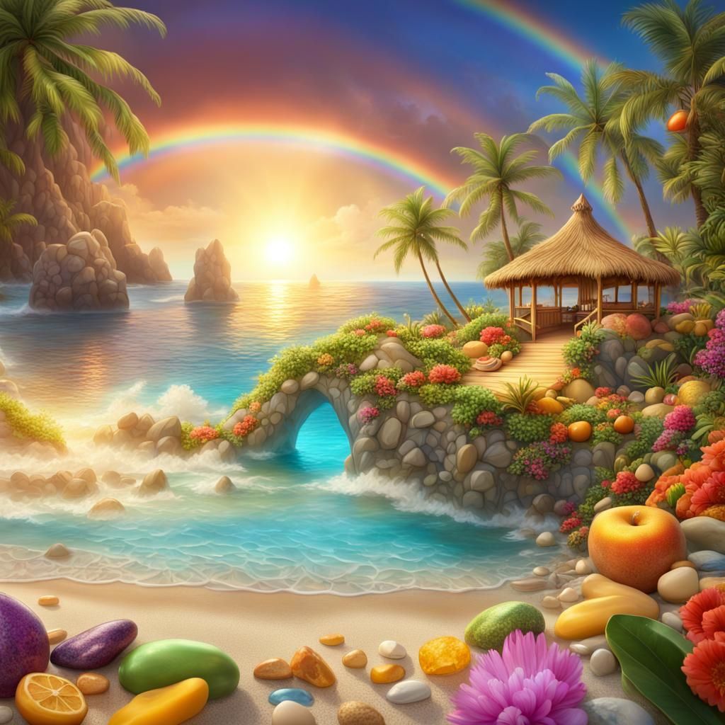 Deluxe Beach Resort with Rainbow, Exotic Vegetation