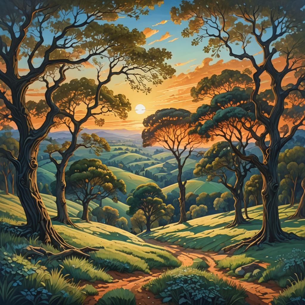 Ethereal Summerscape in Neo-Classical Style