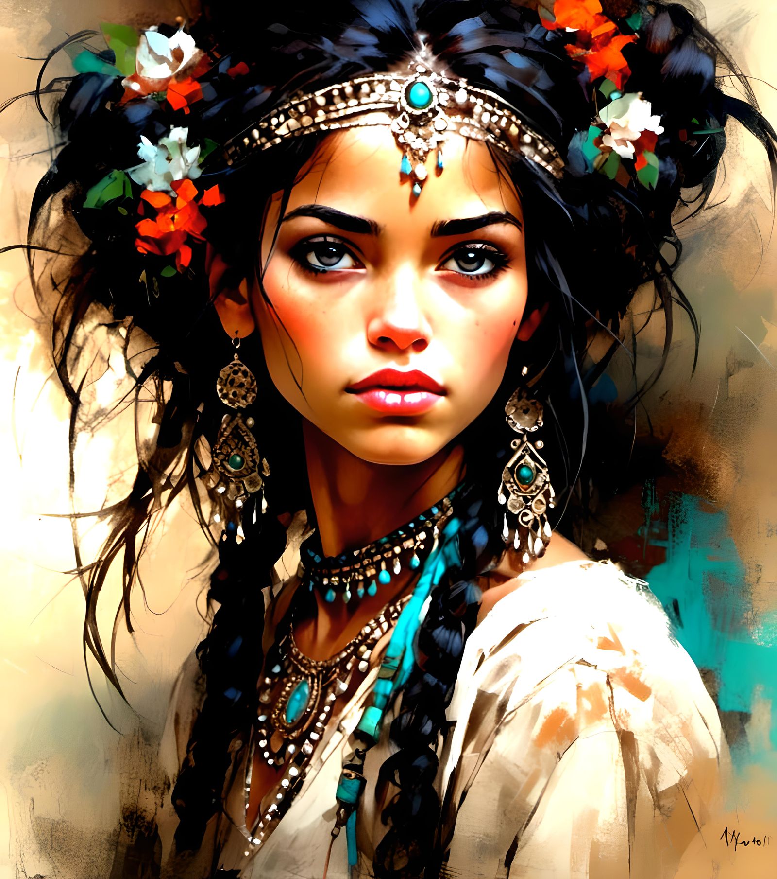 Ethnic Woman Portrait in Wild Child Style