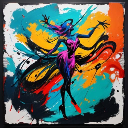 Woman Dancing in Swirling Colors: Abstract Expressionism