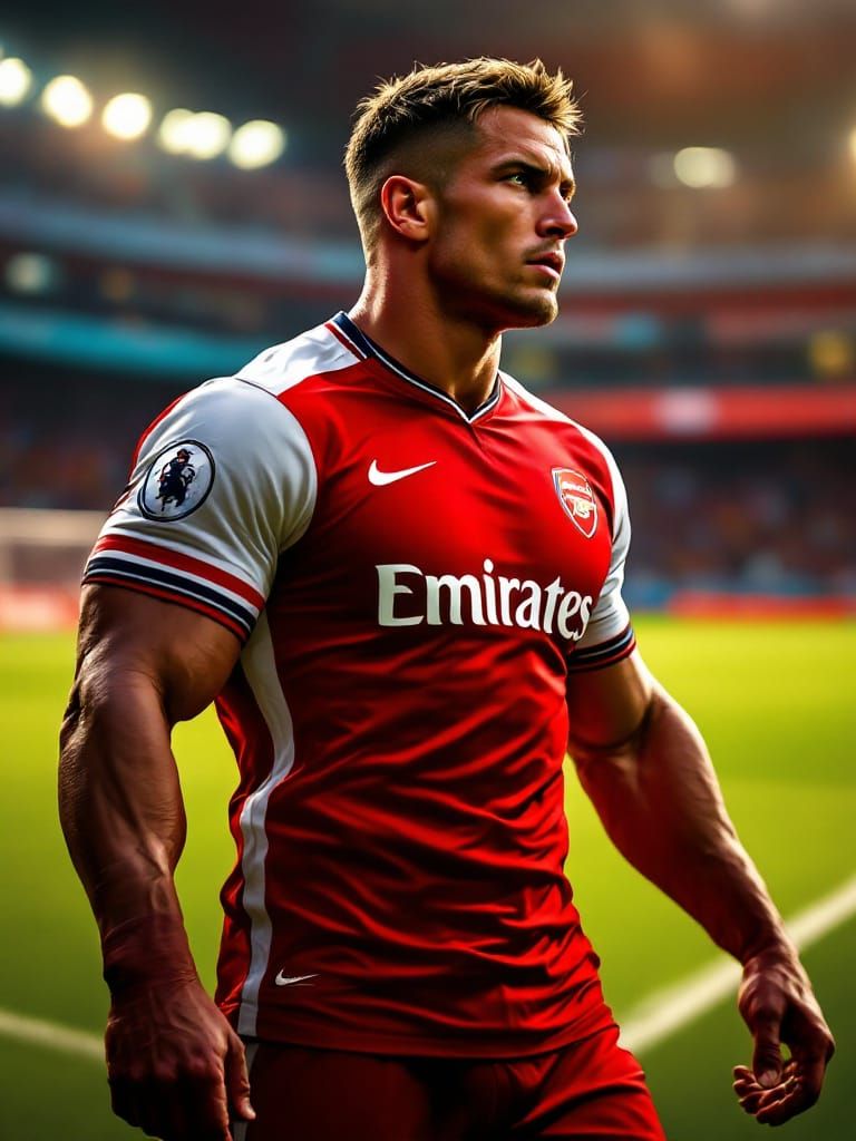 Arsenal Soccer Player: Hyperrealistic Concept Art