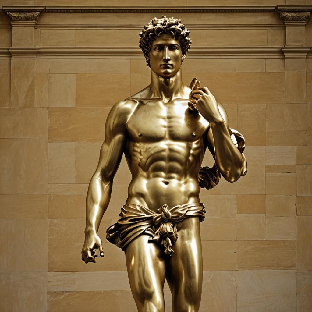 Golden David Statue: Renaissance Digital Art